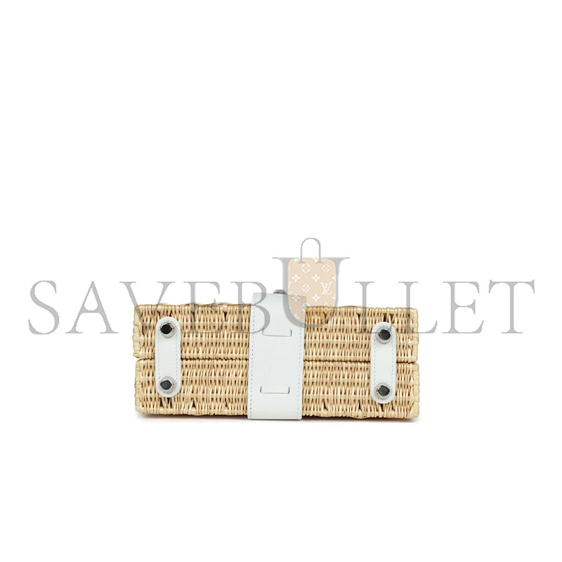 HERMÈS MASTER MINI PICNIC KELLY 20 WHITE SWIFT PALLADIUM HARDWARE (20*14*8cm)